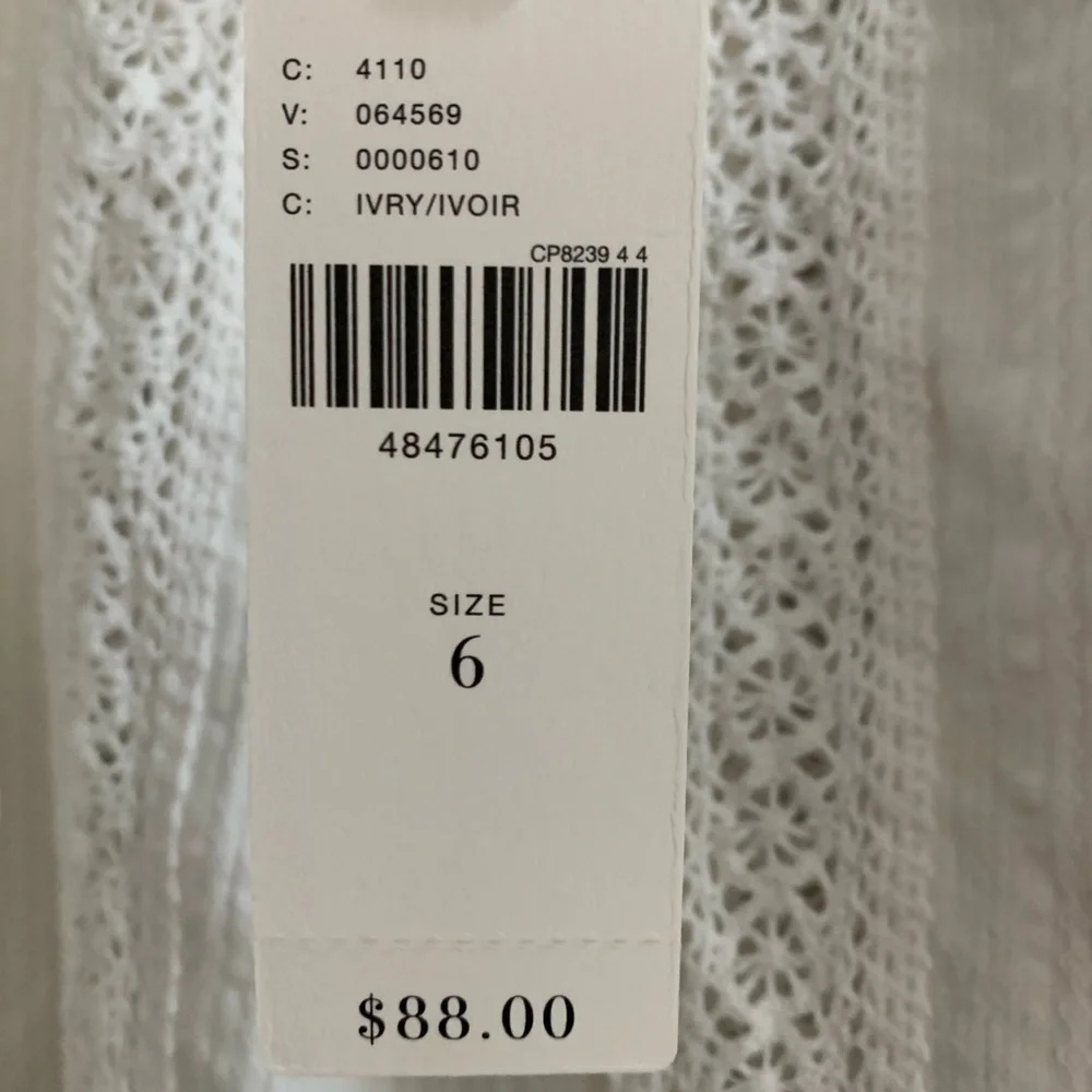 Anthropologie Cream Cropped Peasant Blouse